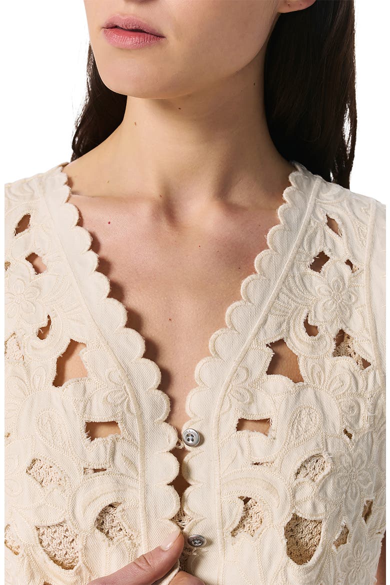 Coralie Floral Cutout Vest, Alternate, color, ECRU