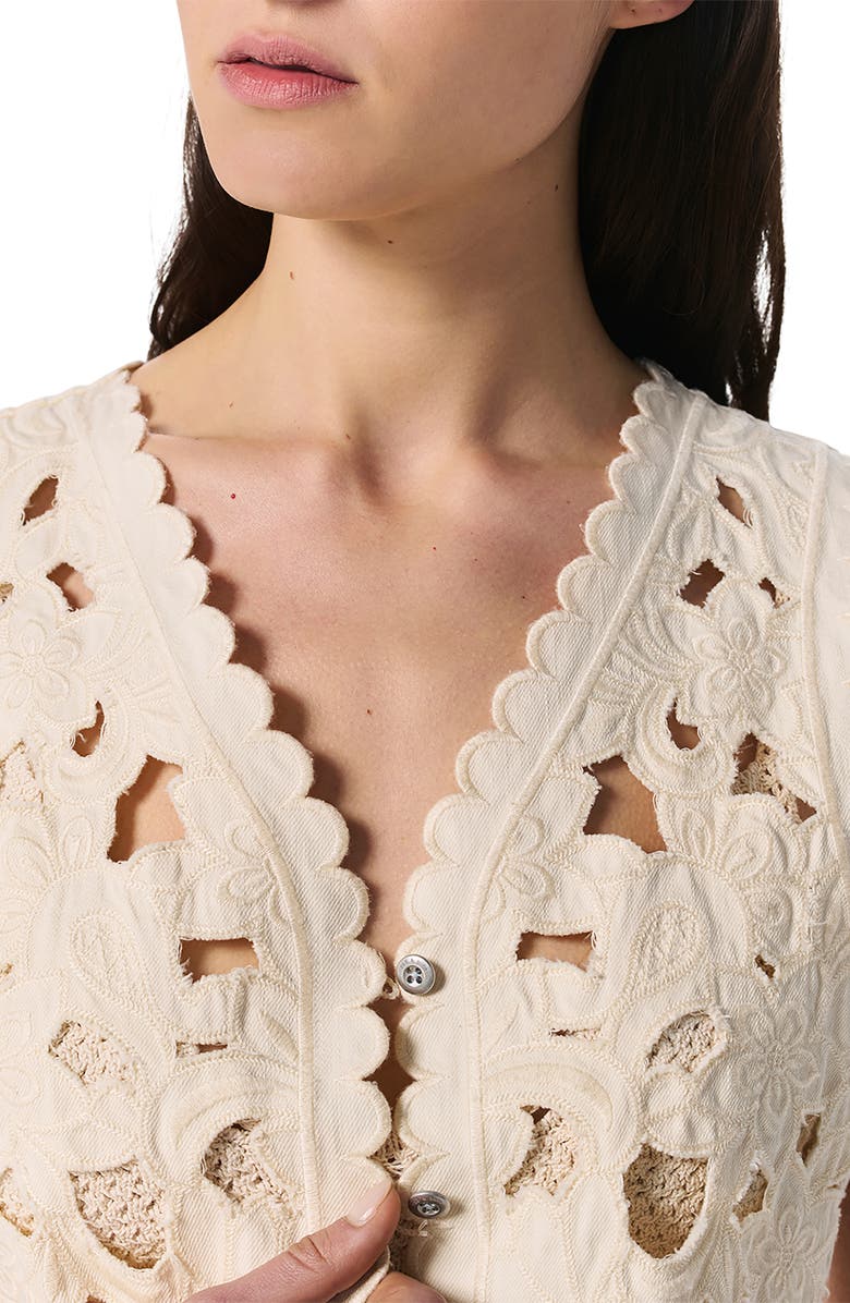 rag & bone Coralie Floral Cutout Vest, Alternate, color, Ecru