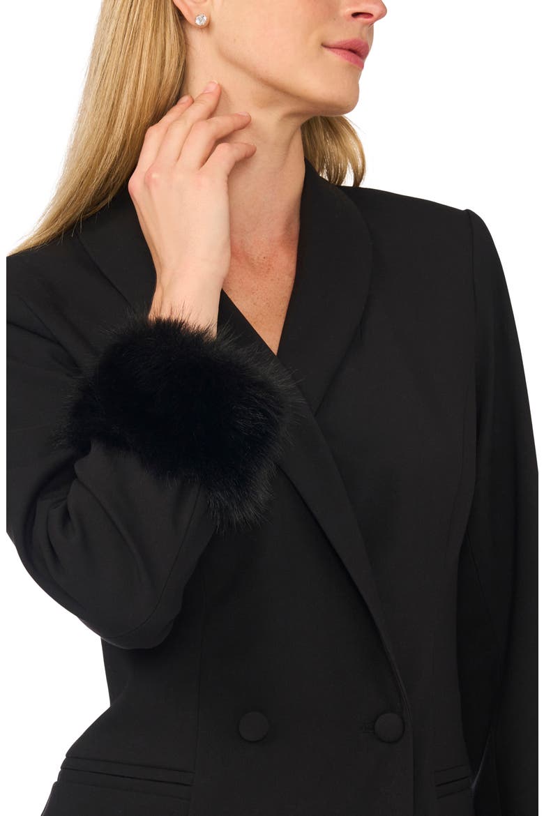 Faux Fur Trim Blazer Minidress, Alternate, color, RICH BLACK