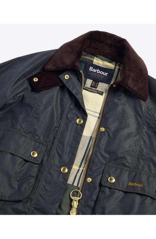 Barbour Beadnell Crop Waxed Cotton Jacket In Green