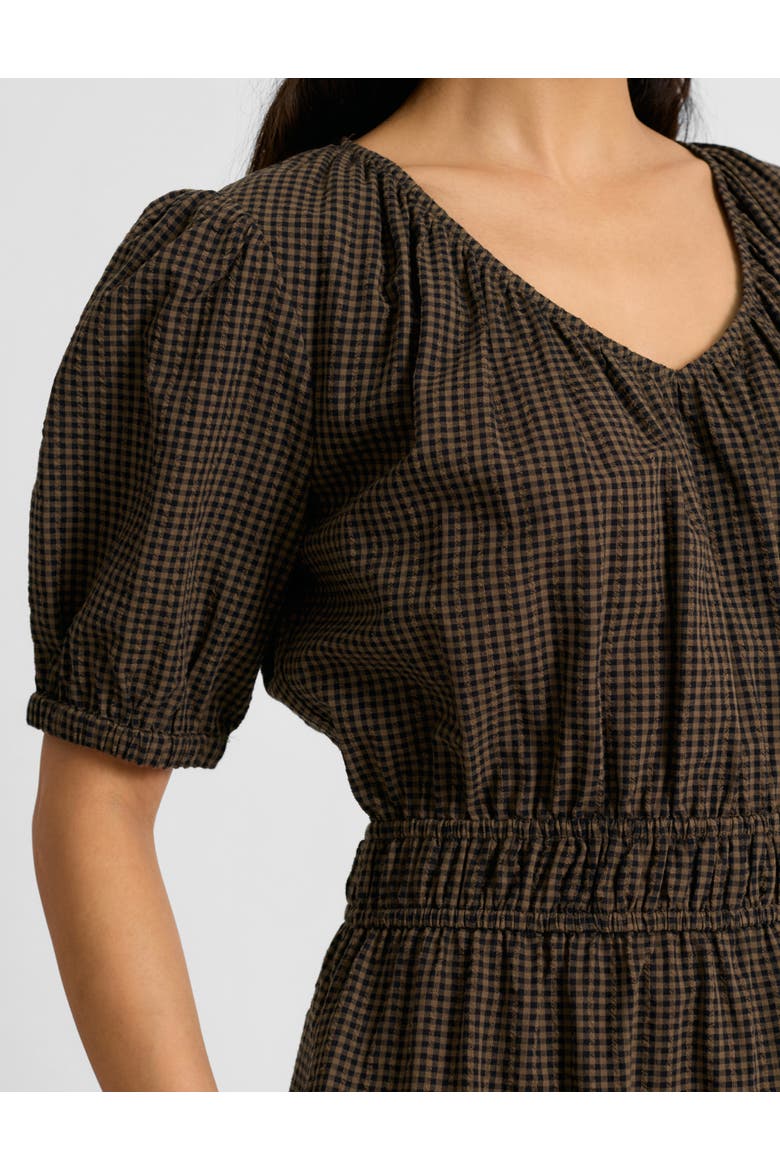 Gingham Midi Dress, Alternate, color, Chocolate