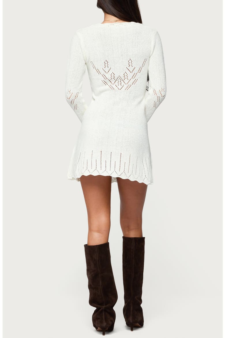 Shaia Pointelle Stitch Long Sleeve Minidress, Alternate, color, CREAM