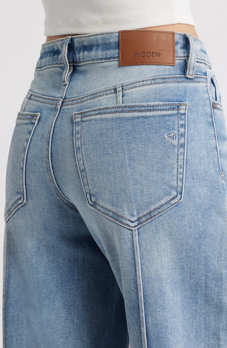 HIDDEN JEANS Pintucked Cuffed Wide Leg Jeans, Alternate, color, Medium Wash