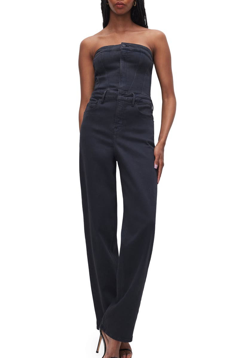 Good American Strapless Tube Jumpsuit, Main, color, Black269