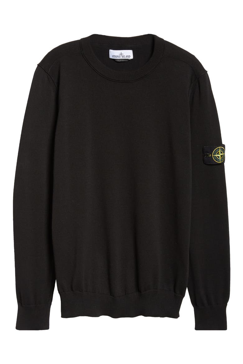 Cotton Crewneck Sweater, Alternate, color, V0029 BLACK