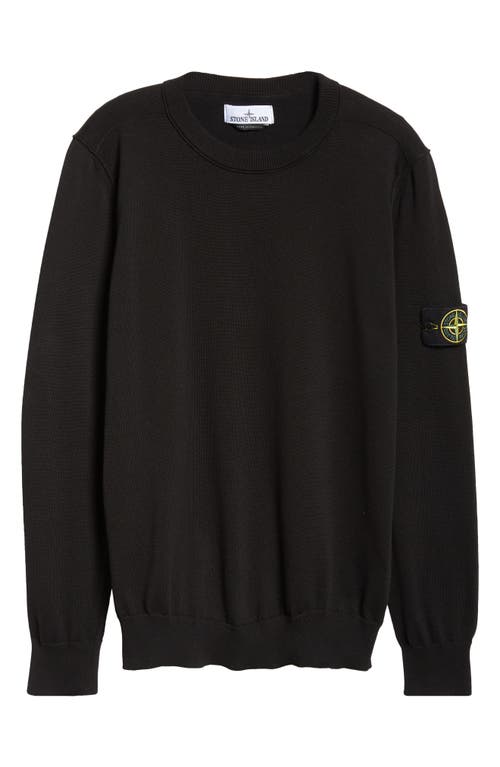 Stone Island Black Soft Organic Cotton Crewneck Sweater In V0029 Black