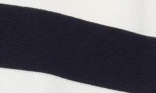 ADRIANNA PAPELL ADRIANNA PAPELL SHORT SLEEVE STRIPE MIXED MEDIA SWEATER 