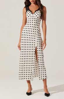 ASTR the Label Eirene Lace Trim Polka Dot Dress