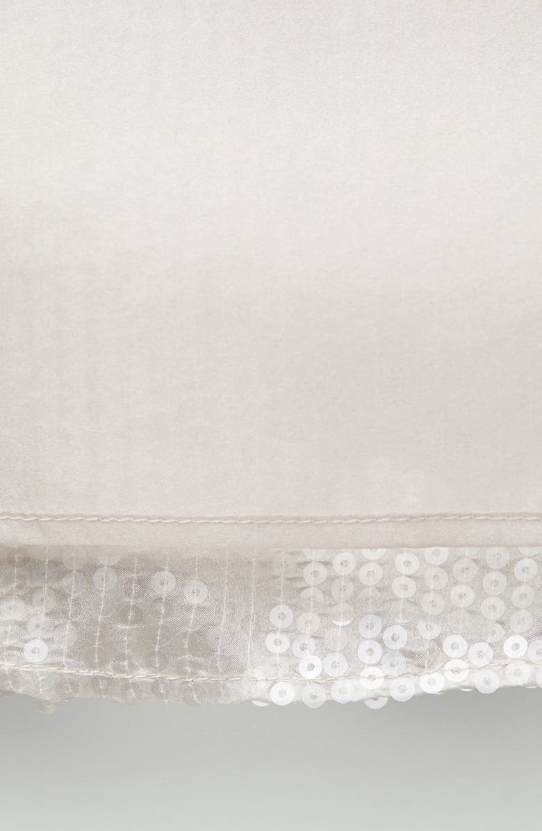 MANGO Sequin Hem Satin Miniskirt, Alternate, color, Ecru