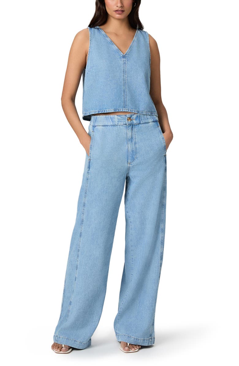 PAIGE Zola Back Tie Crop Denim Top, Alternate, color, Revolution