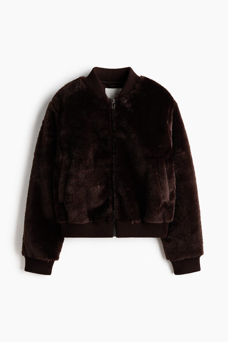 Pile Bomber Jacket, Alternate, color, Dark brown