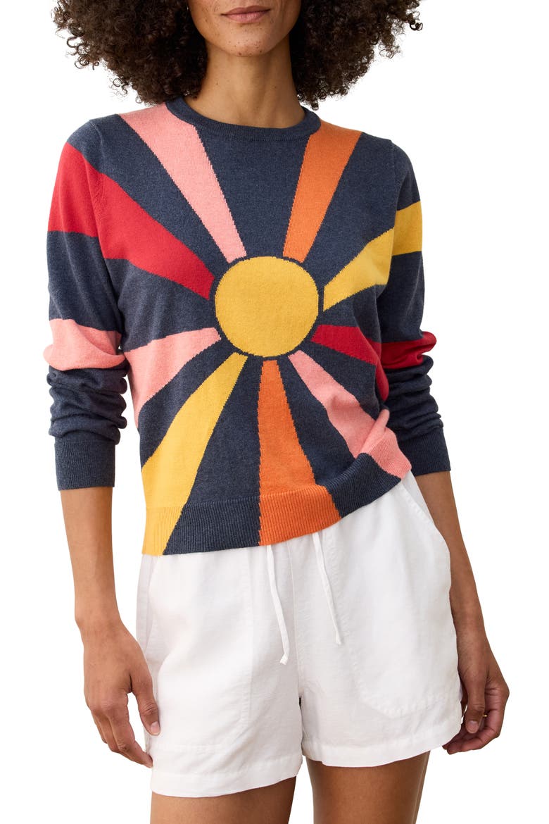 Exploded Sun Icon Sweater, Main, color, NAVY