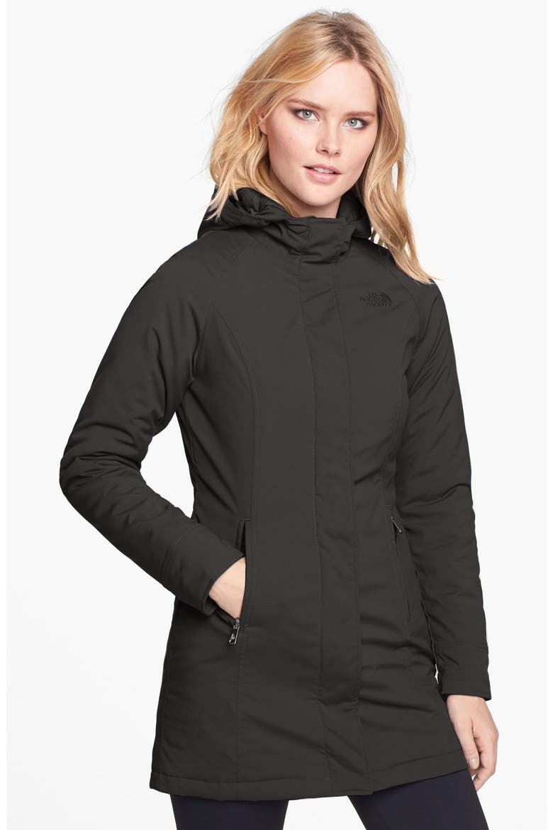 'Lola' Soft Shell Trench Coat, Main, color, BLACK