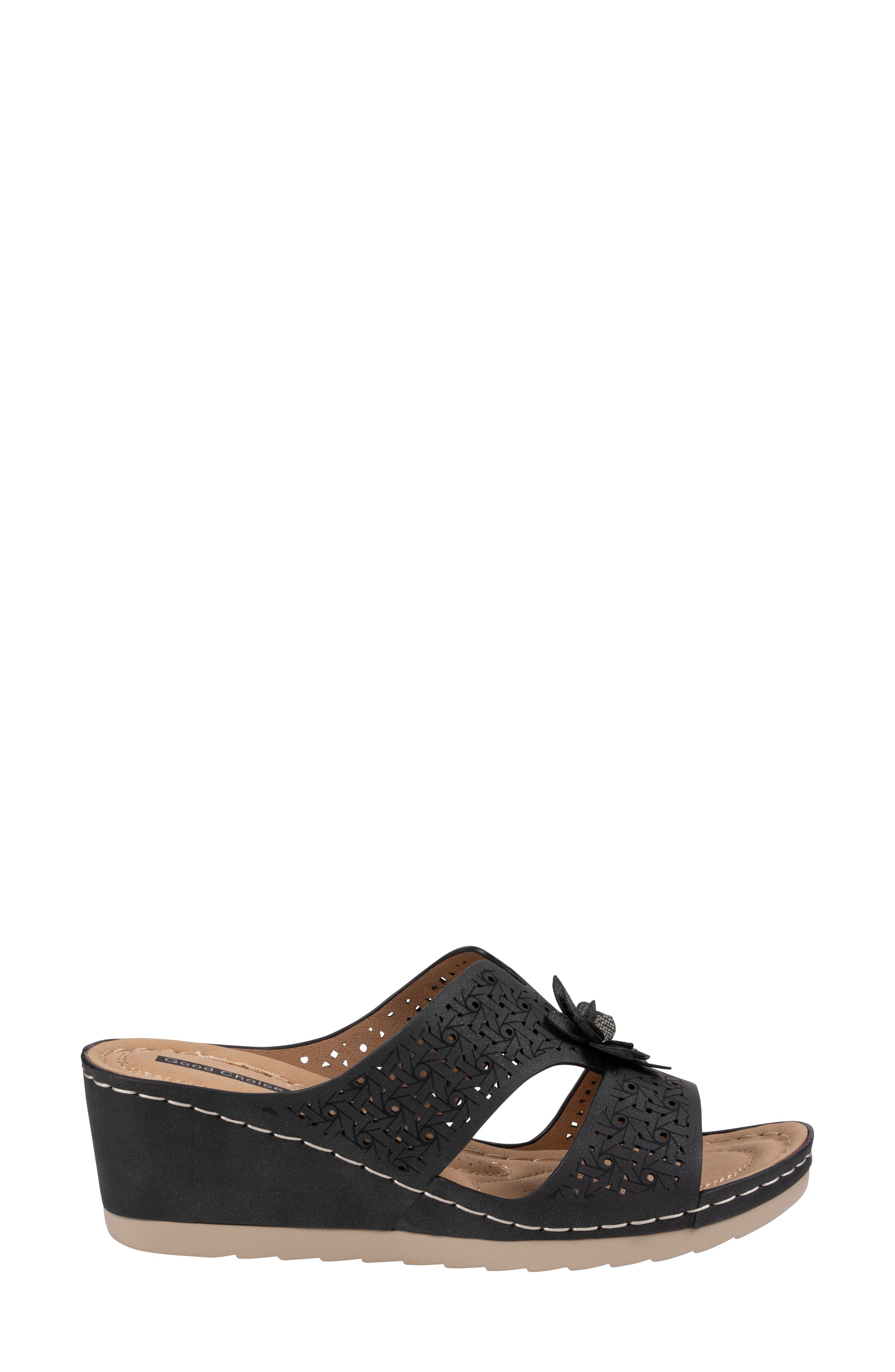 GOOD CHOICE NEW YORK Nancia Wedge Sandal, Alternate, color, Black