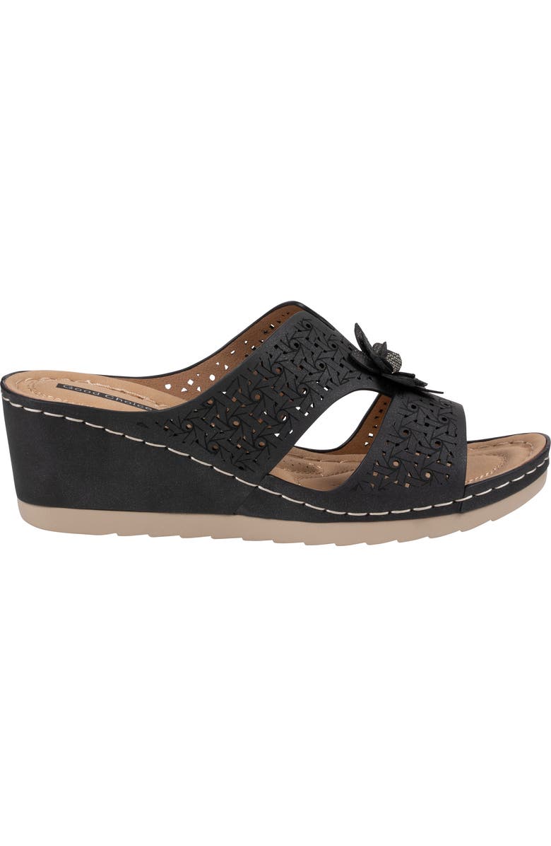 GOOD CHOICE NEW YORK Nancia Wedge Sandal, Alternate, color, Black
