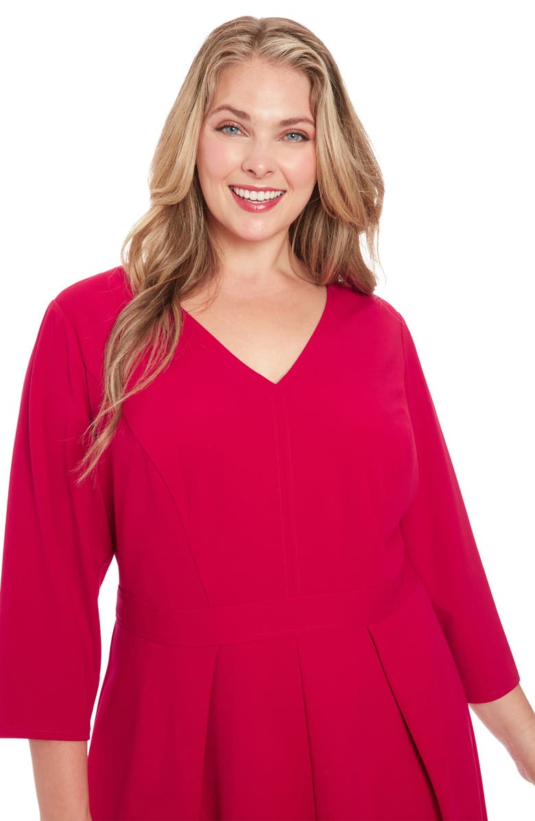 London Times Fit & Flare Dress, Alternate, color, Sangria