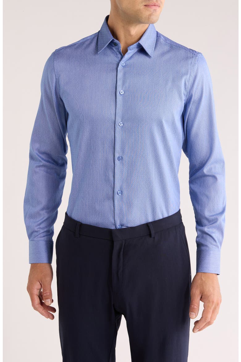 Tailored Fit Stretch Dress Shirt, Main, color, BLUE