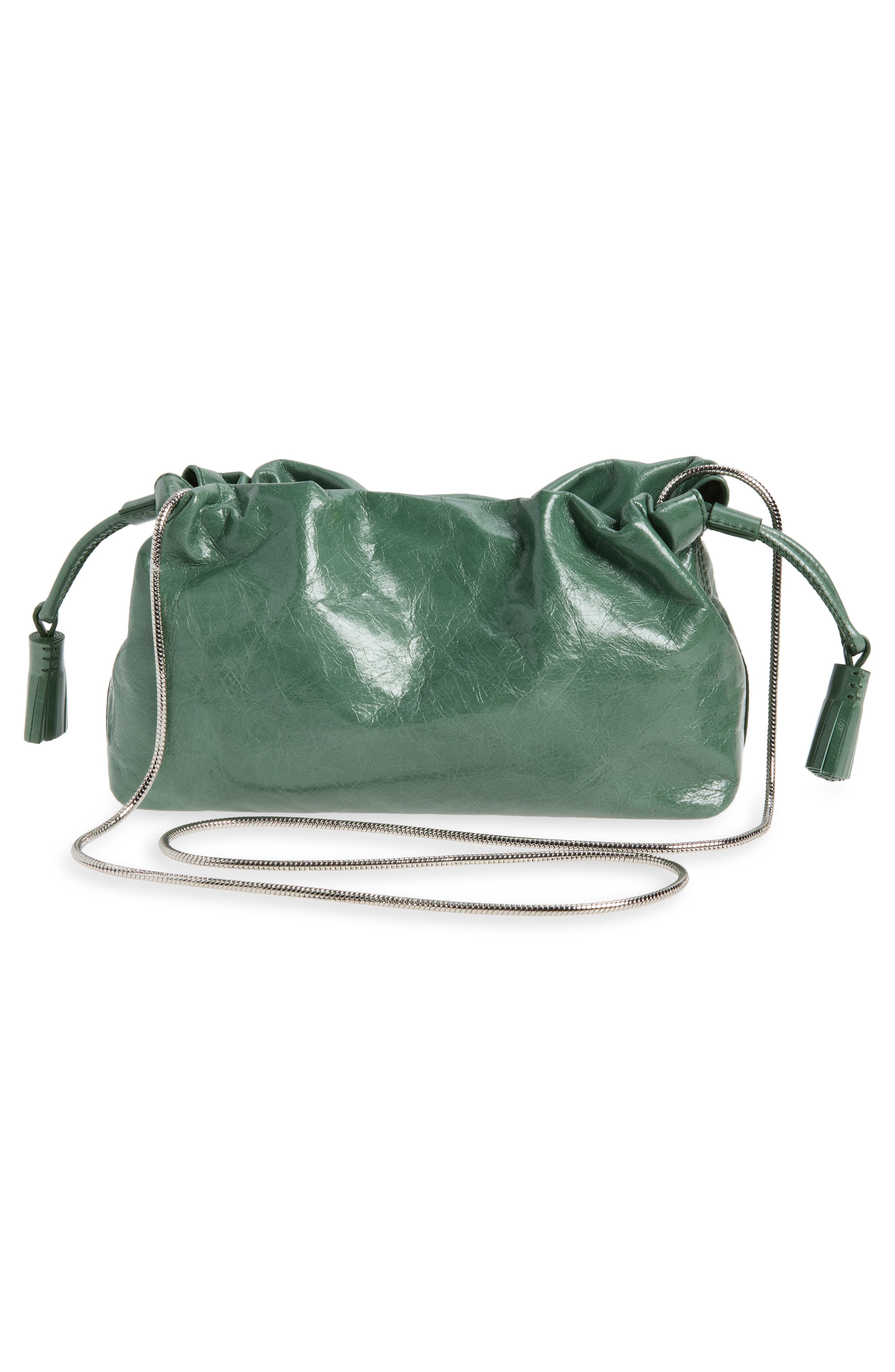 Veronica Beard Crinkle Leather Small Stash Bag, Alternate, color, Sage