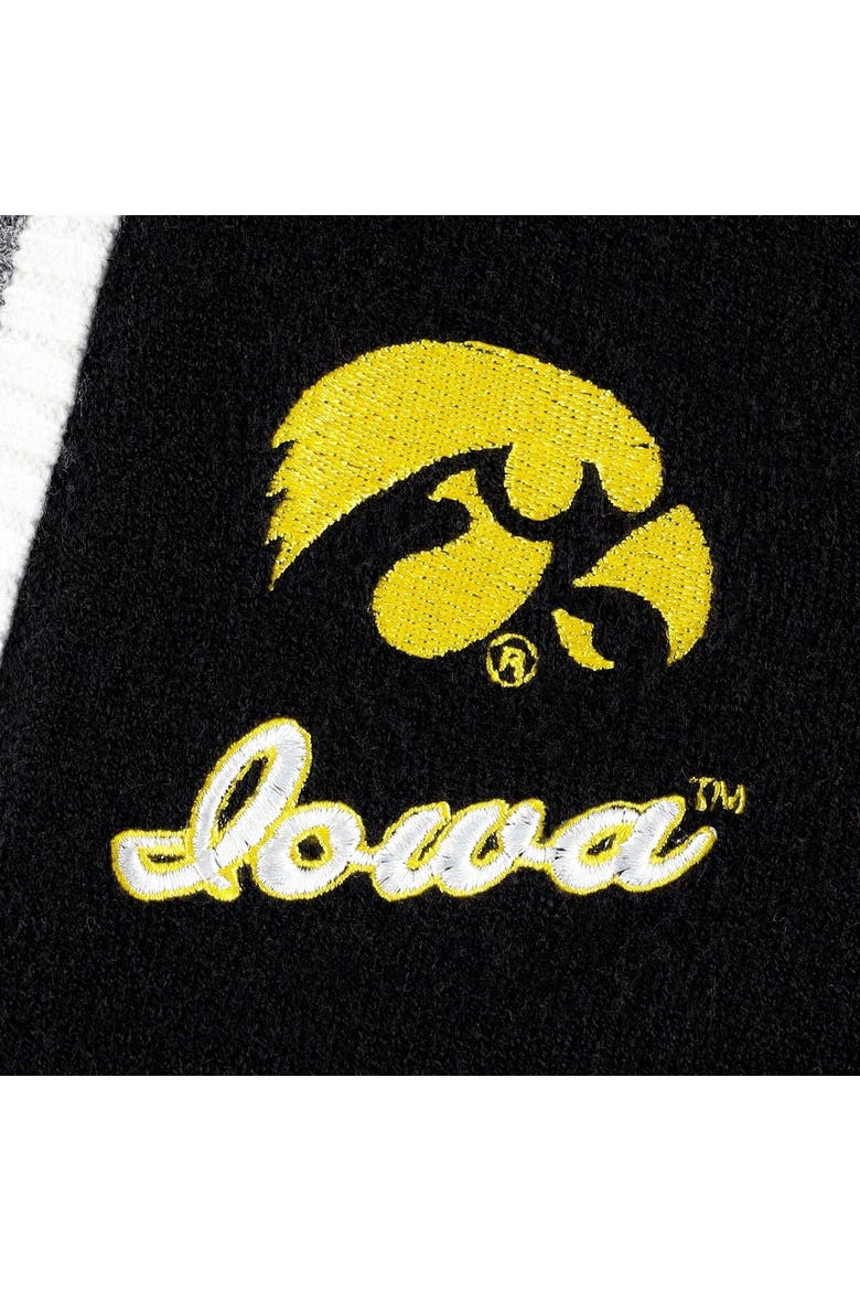 Women's Gameday Couture Black Iowa Hawkeyes One More Round Tri-Blend Striped Hooded Cardigan Sweater, Alternate, color, Black