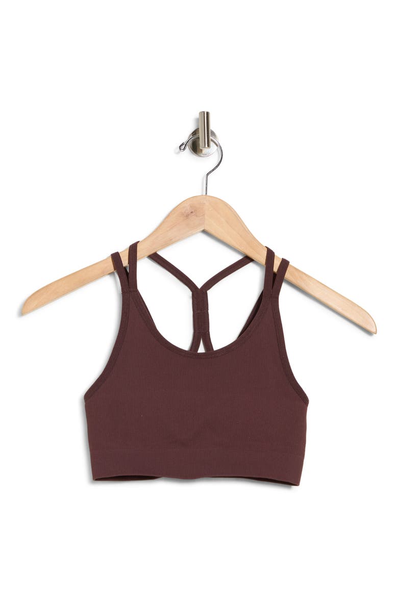 Crossback Seamless Sports Bra, Alternate, color, BURGUNDY FUDGE