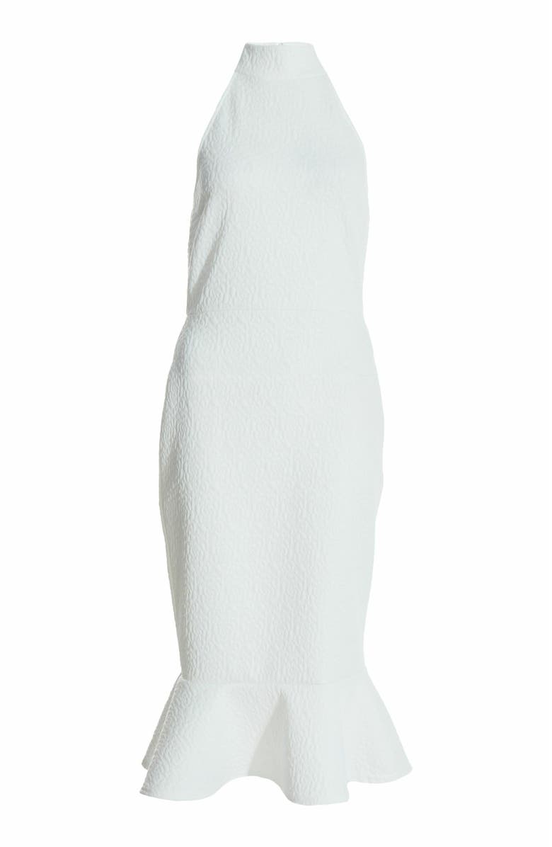 QUIZ Floral High Neck Frill Midi Dress, Alternate, color, 