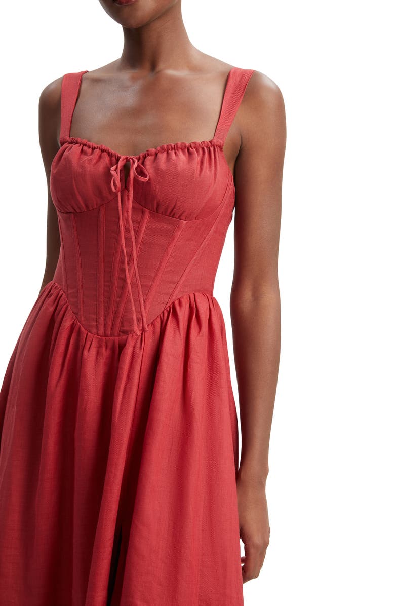 Bardot Esra Corset Midi Dress, Alternate, color, Fire Red