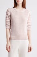 BOSS Funima Cotton Blend Crochet Sweater
