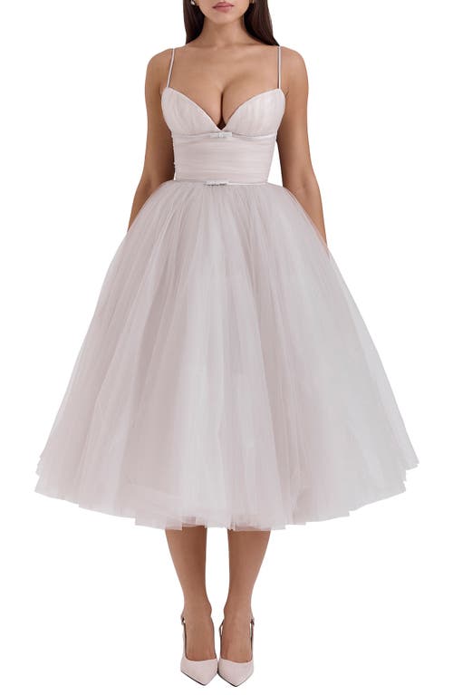 House Of Cb Countess Sleeveless Tulle Midi Dress In Wind Chime