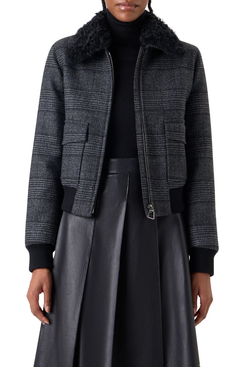 Kalla Wool Bomber Jacket, Main, color, CHARCOAL-BLACK