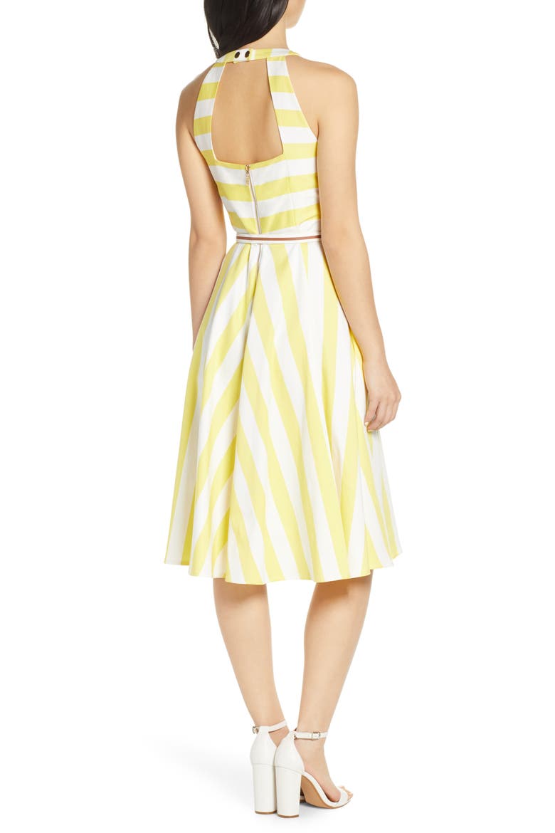 Halter Fit & Flare Dress, Alternate, color, YELLOW