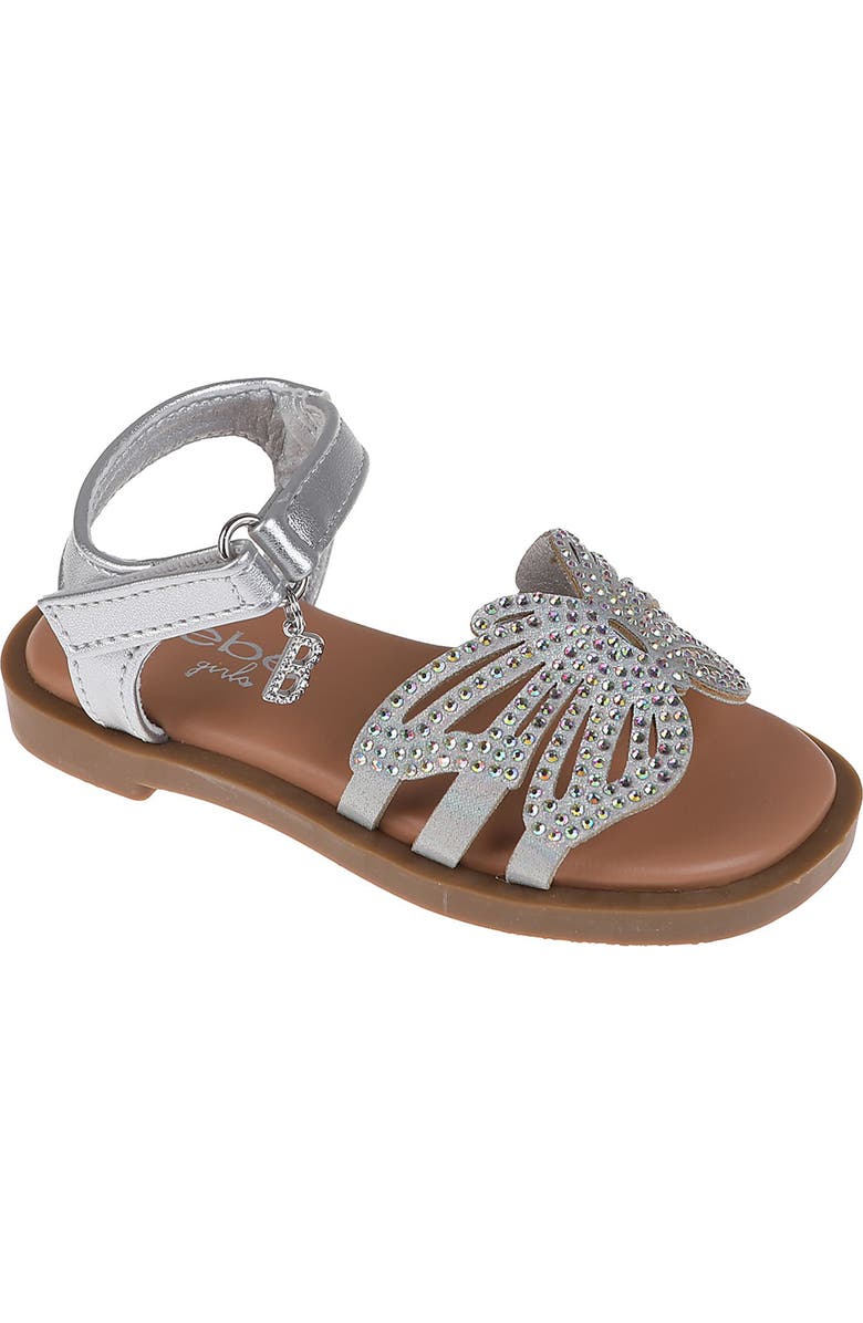 bebe Kids' Butterfly Rhinestone Sandal, Main, color,