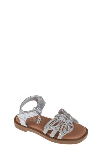 Bebe Kids' Butterfly Rhinestone Sandal In Metallic Silver