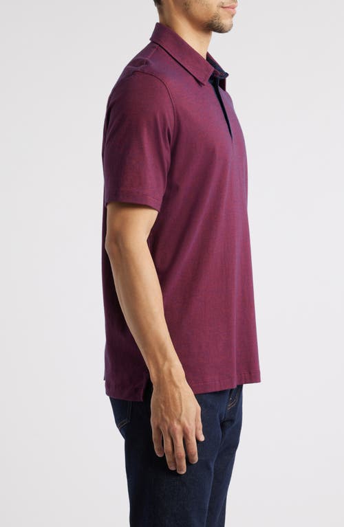 Johnston & Murphy Fine Stripe Polo In Burgundy/navy