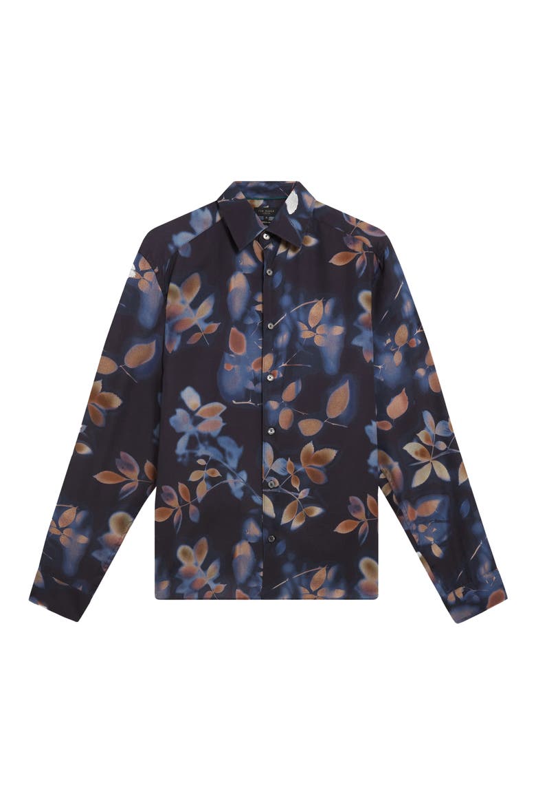 Kalmill Print Button-Up Shirt, Alternate, color, NAVY