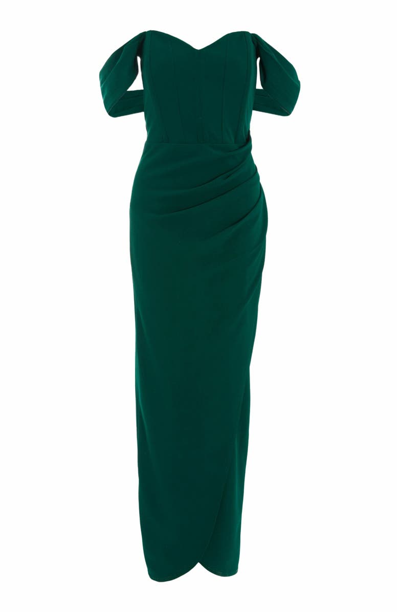 QUIZ Scuba Crepe Bardot Wrap Maxi Dress, Alternate, color, 