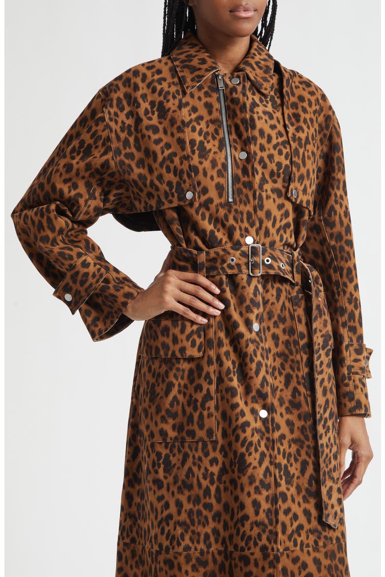 Leopard Print Trench Coat, Alternate, color, LEOPARD