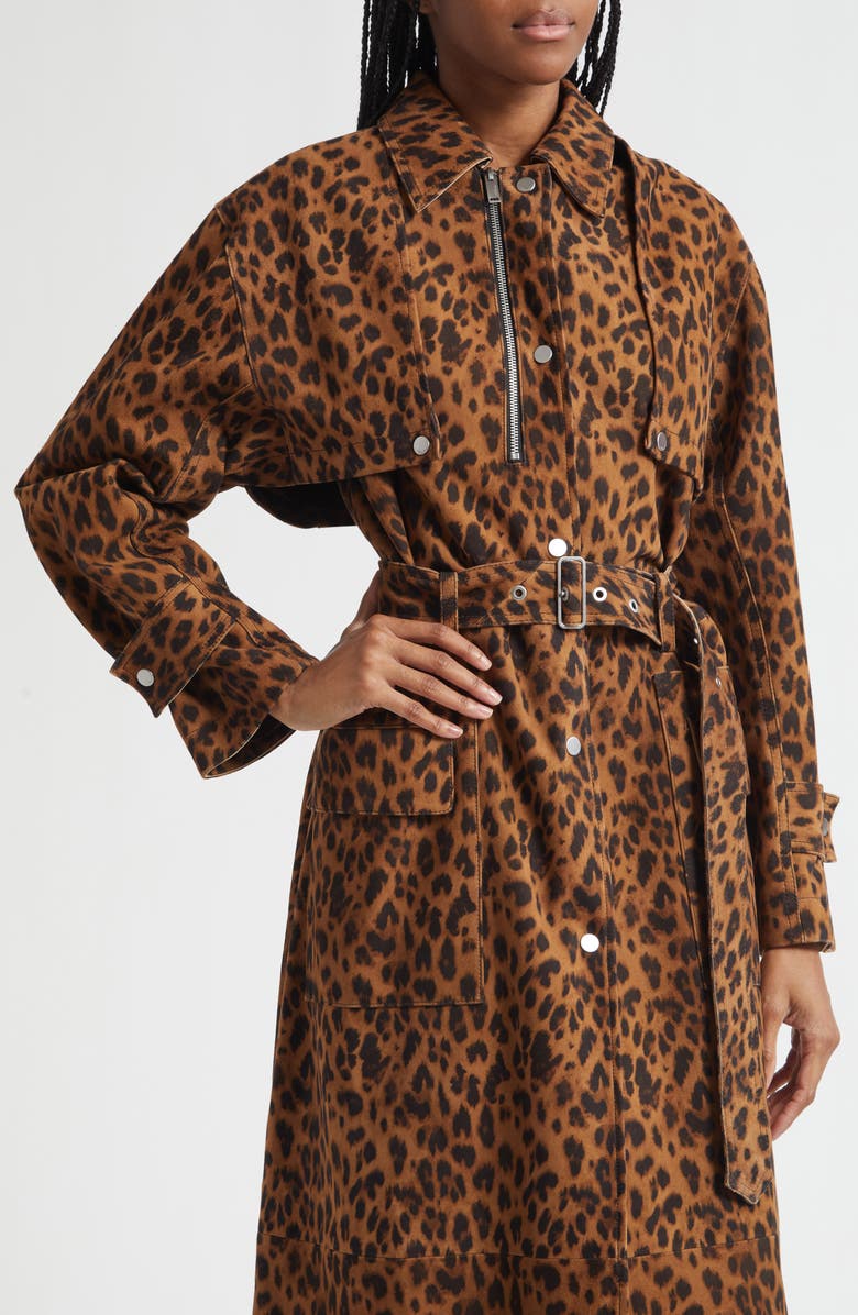 3.1 Phillip Lim Leopard Print Trench Coat, Alternate, color, Leopard