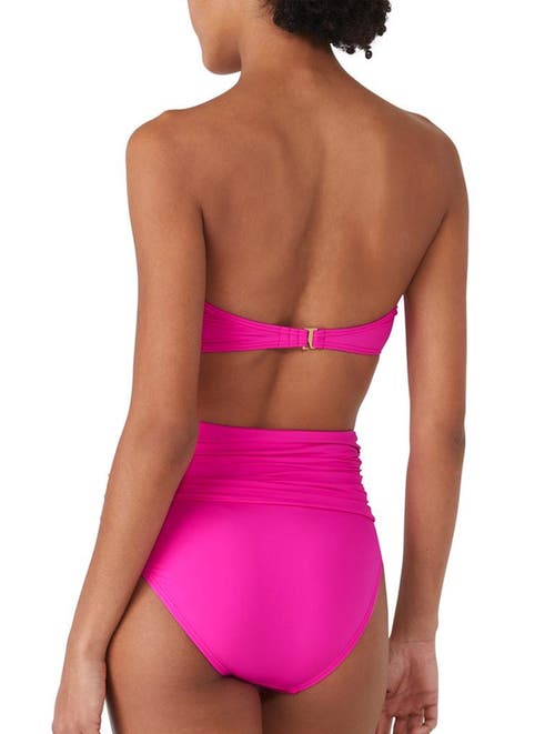 Kate Spade Womens Rosette Detail Convertible Bandeau Bikini Top High Waist Bikini Bottoms In Vivid Snapdragon