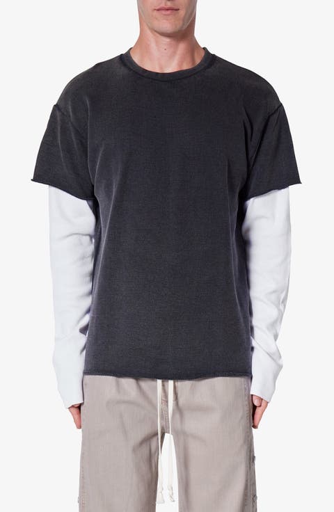 Cotton French Terry Layered Long Sleeve T-Shirt