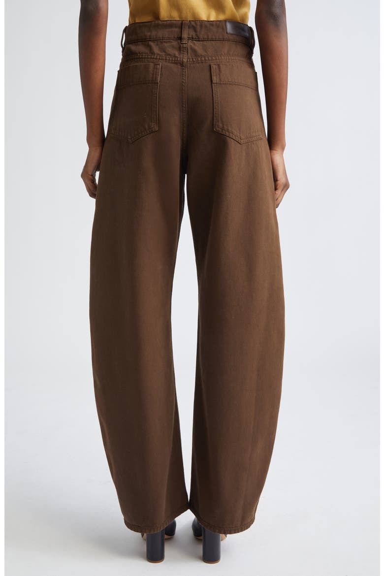 High Waist Cotton Twill Curved Pants, Alternate, color, CACAO
