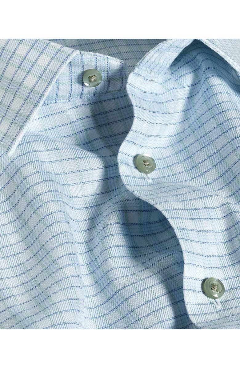 David Donahue Trim Fit Check Cotton Dobby Dress Shirt, Alternate, color, White/ Pistachio