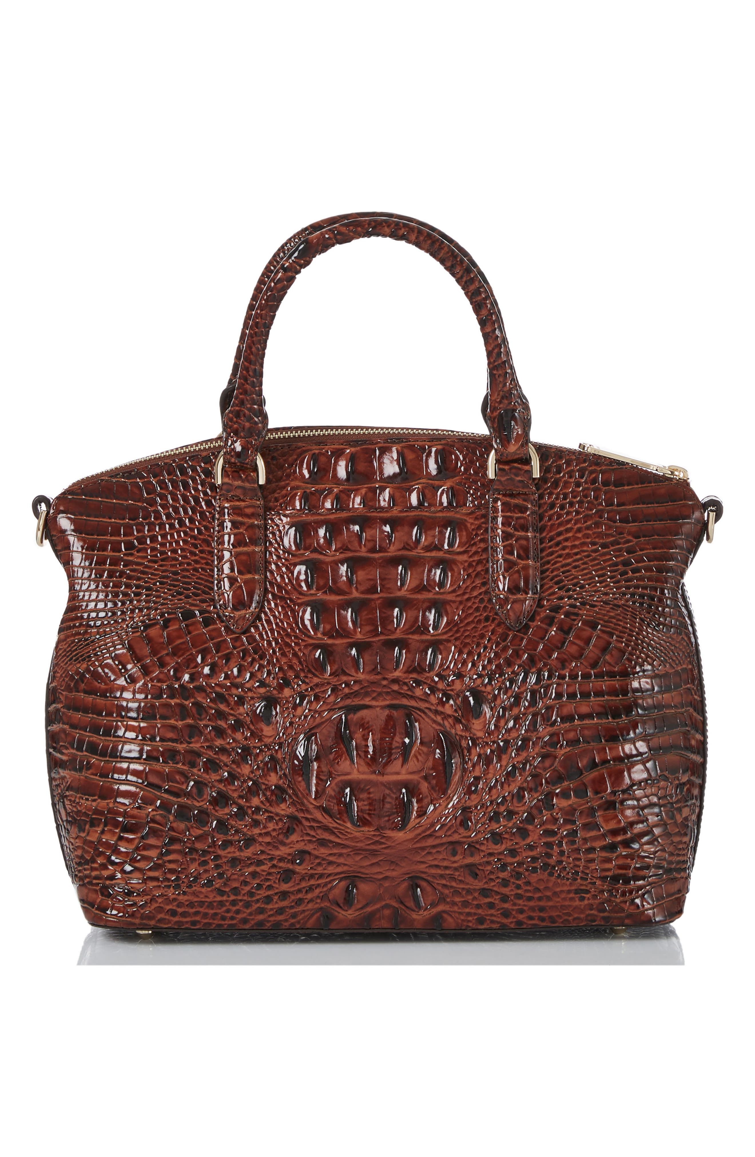 Brahmin Duxbury Croc Embossed Leather Satchel, Alternate, color, Dark Pecan