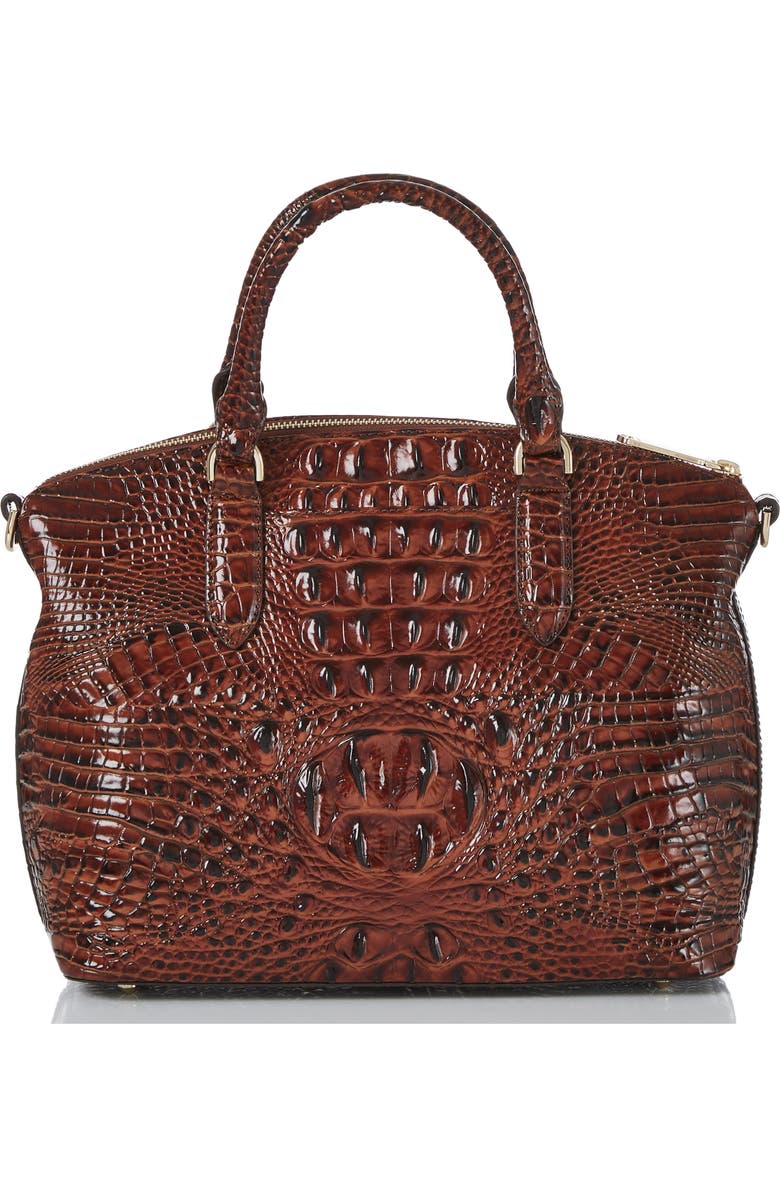 Brahmin Duxbury Croc Embossed Leather Satchel, Alternate, color, Dark Pecan