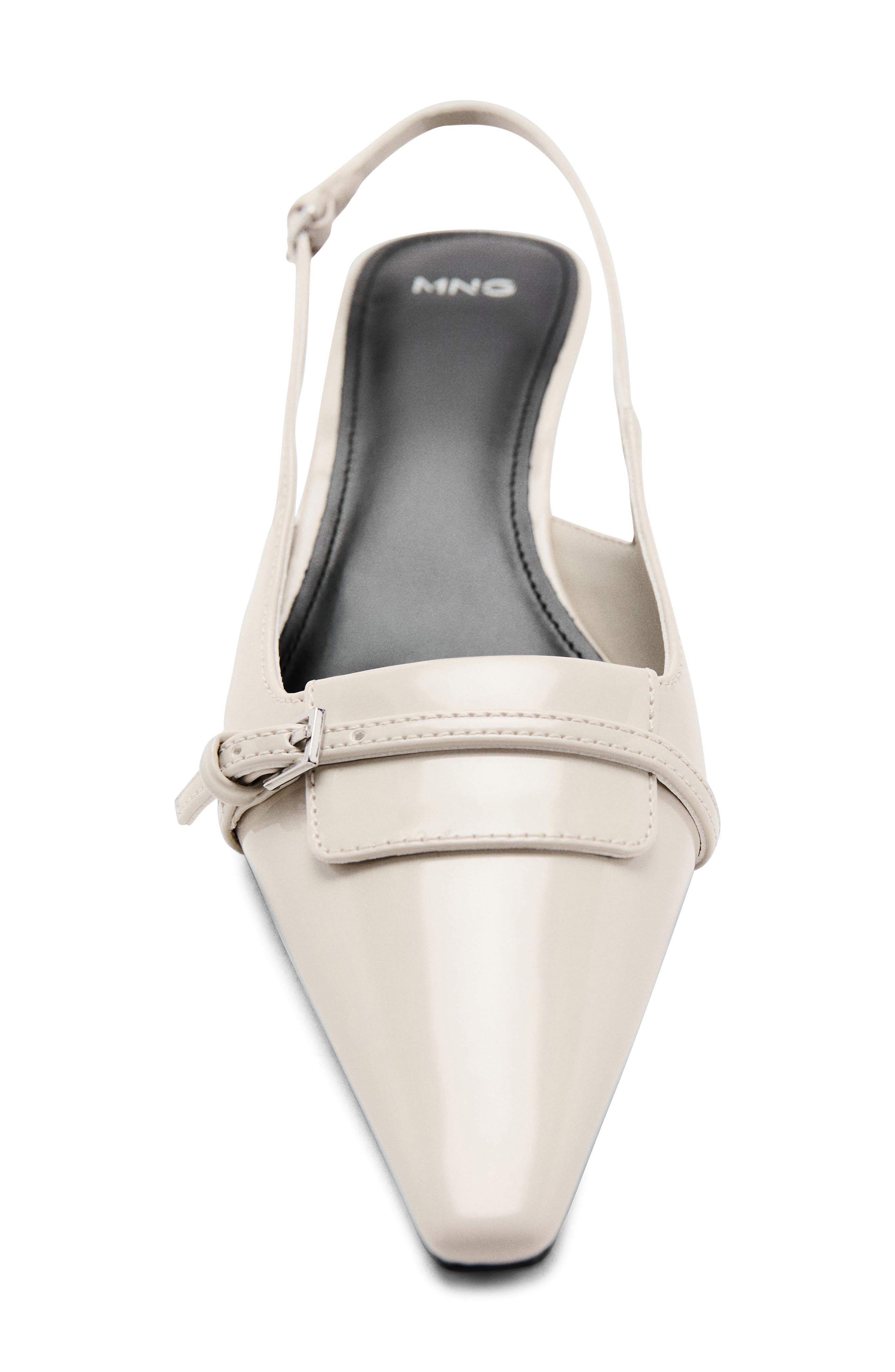 MANGO Slingback Kitten Heel Pump, Alternate, color, Ecru