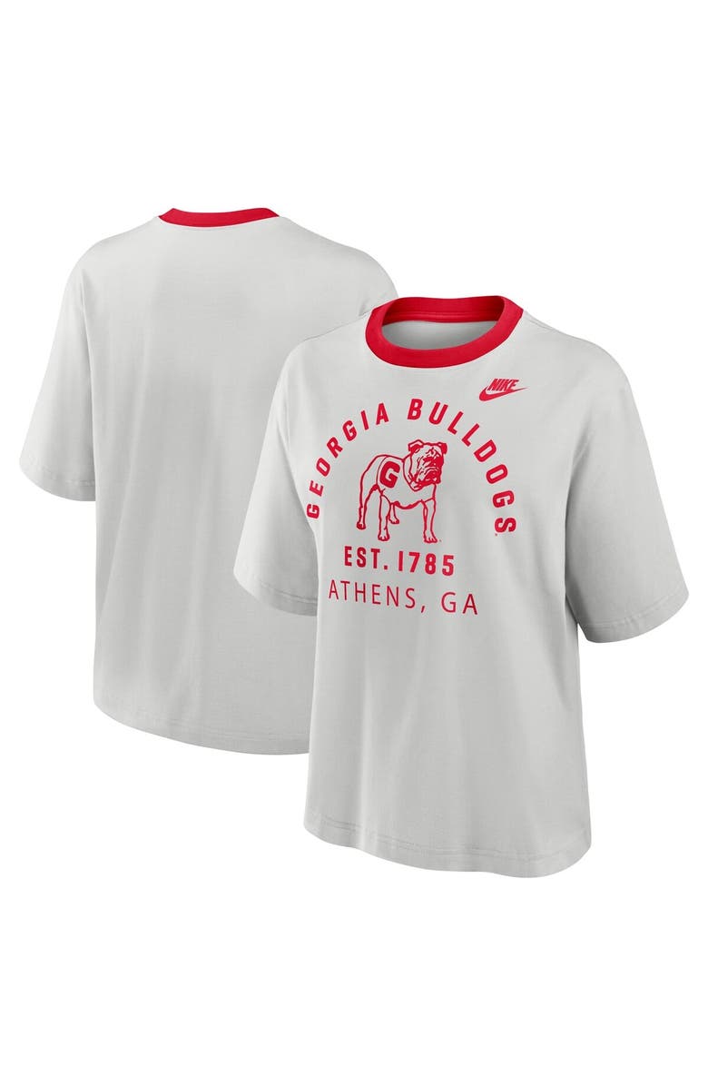 Nike Women's Nike Gray Georgia Bulldogs Legacy Arch Script Boxy T-Shirt, Main, color, Gray