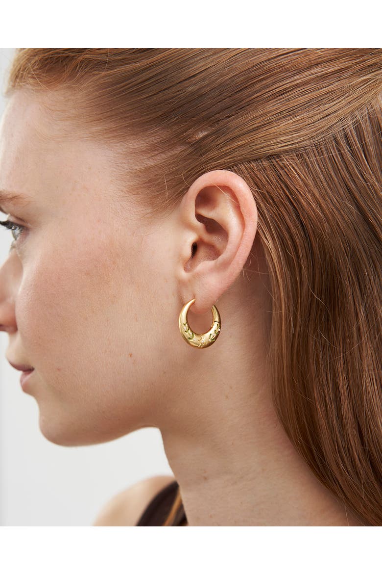 Niva Mistletoe Hoop Earrings, Alternate, color, Gold