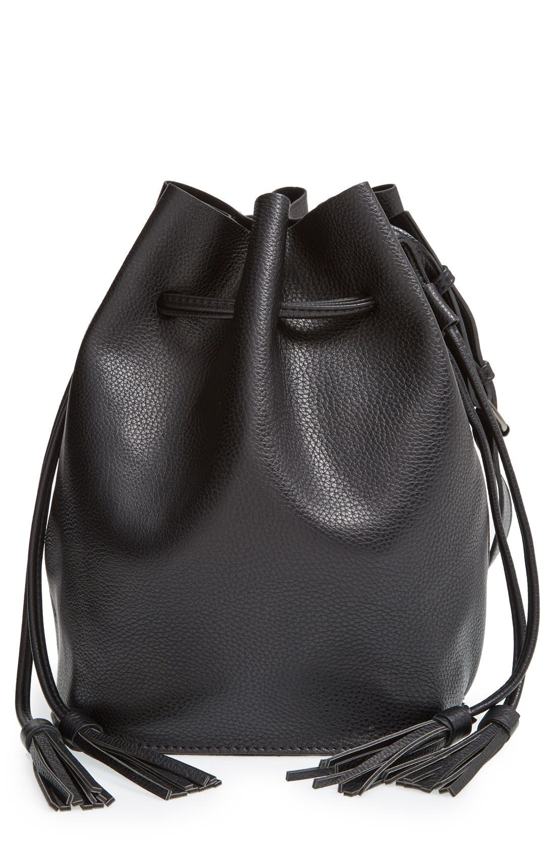 Street Level Faux Leather Bucket Bag, Main, color, 