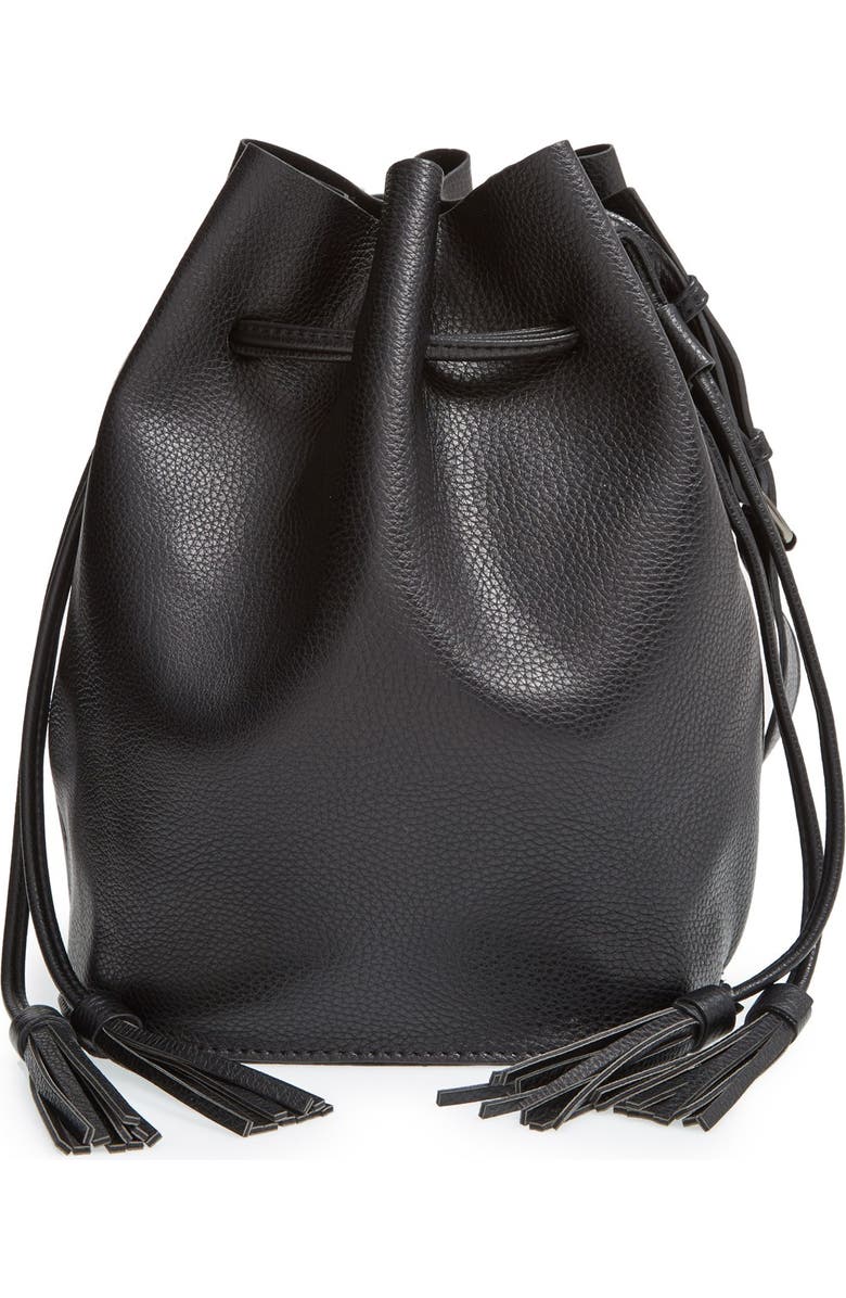 Street Level Faux Leather Bucket Bag, Main, color,