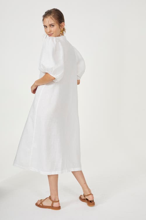 Lanhtropy Bubble Linen Dress In White