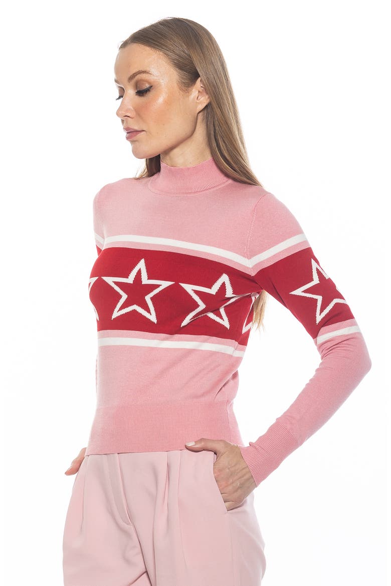 Lisa Star Mock Neck Sweater, Alternate, color, PINK MULTI